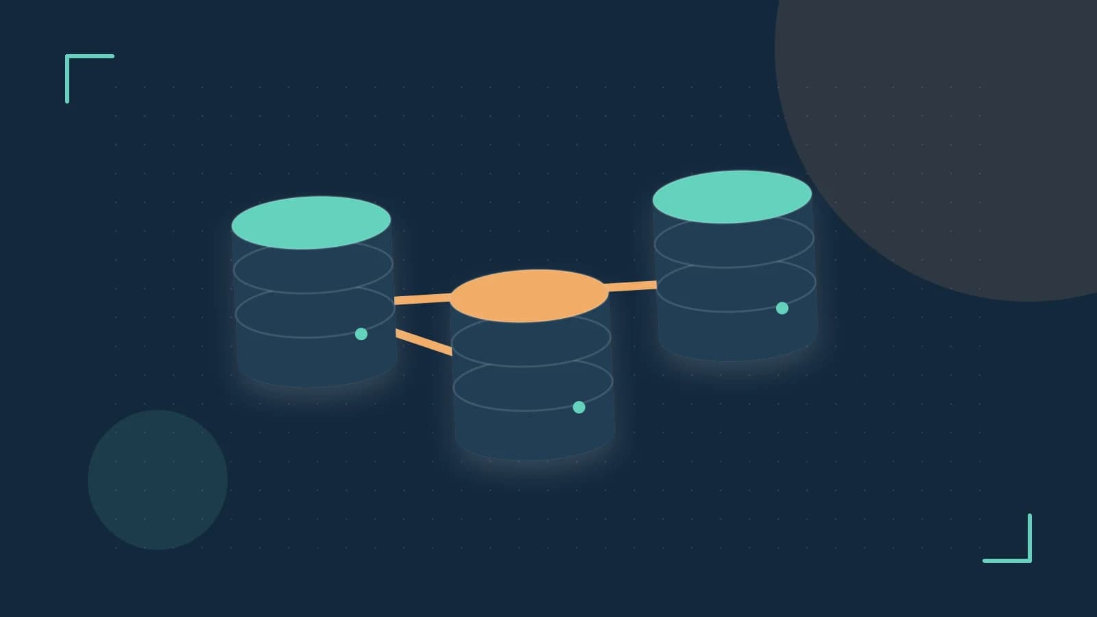 Editorial illustration of structured records, database cylinders and relationships between tables