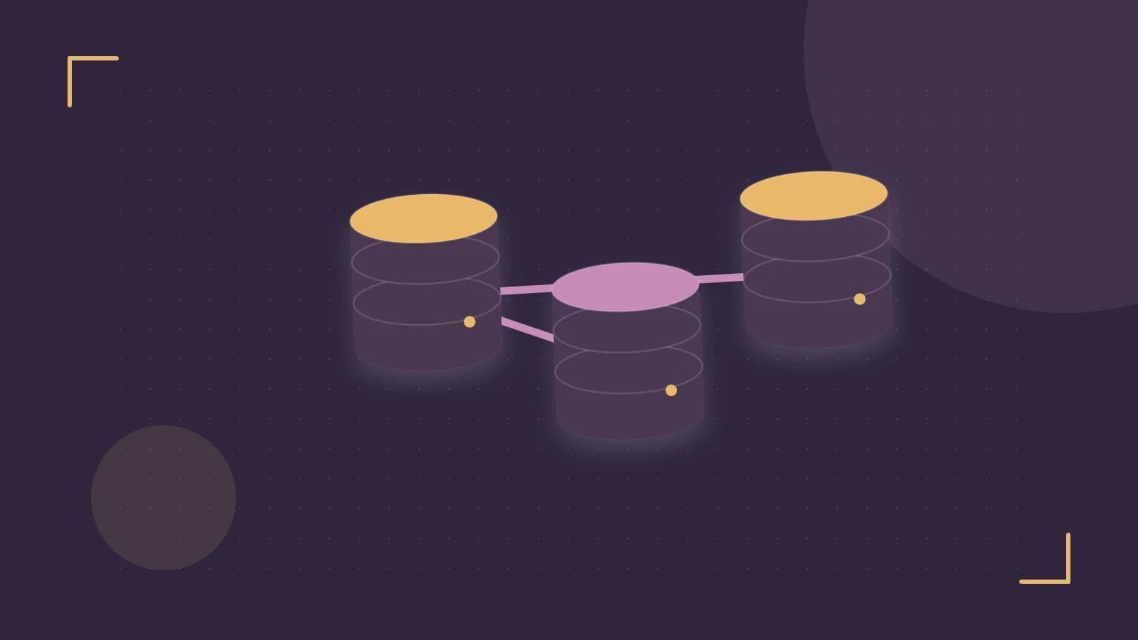 Editorial illustration of structured records, database cylinders and relationships between tables