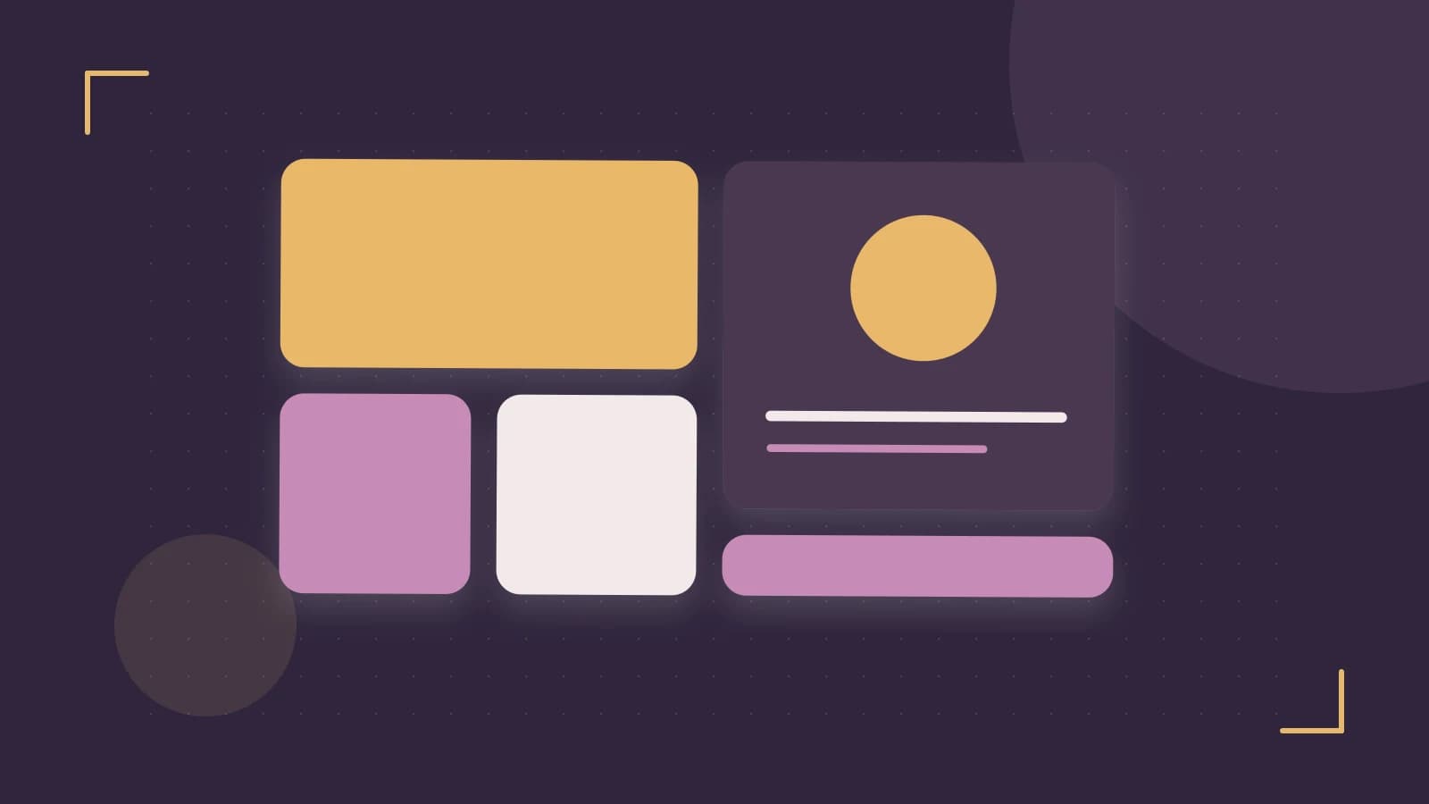 Editorial illustration of responsive browser layouts, overlapping design components and a color system