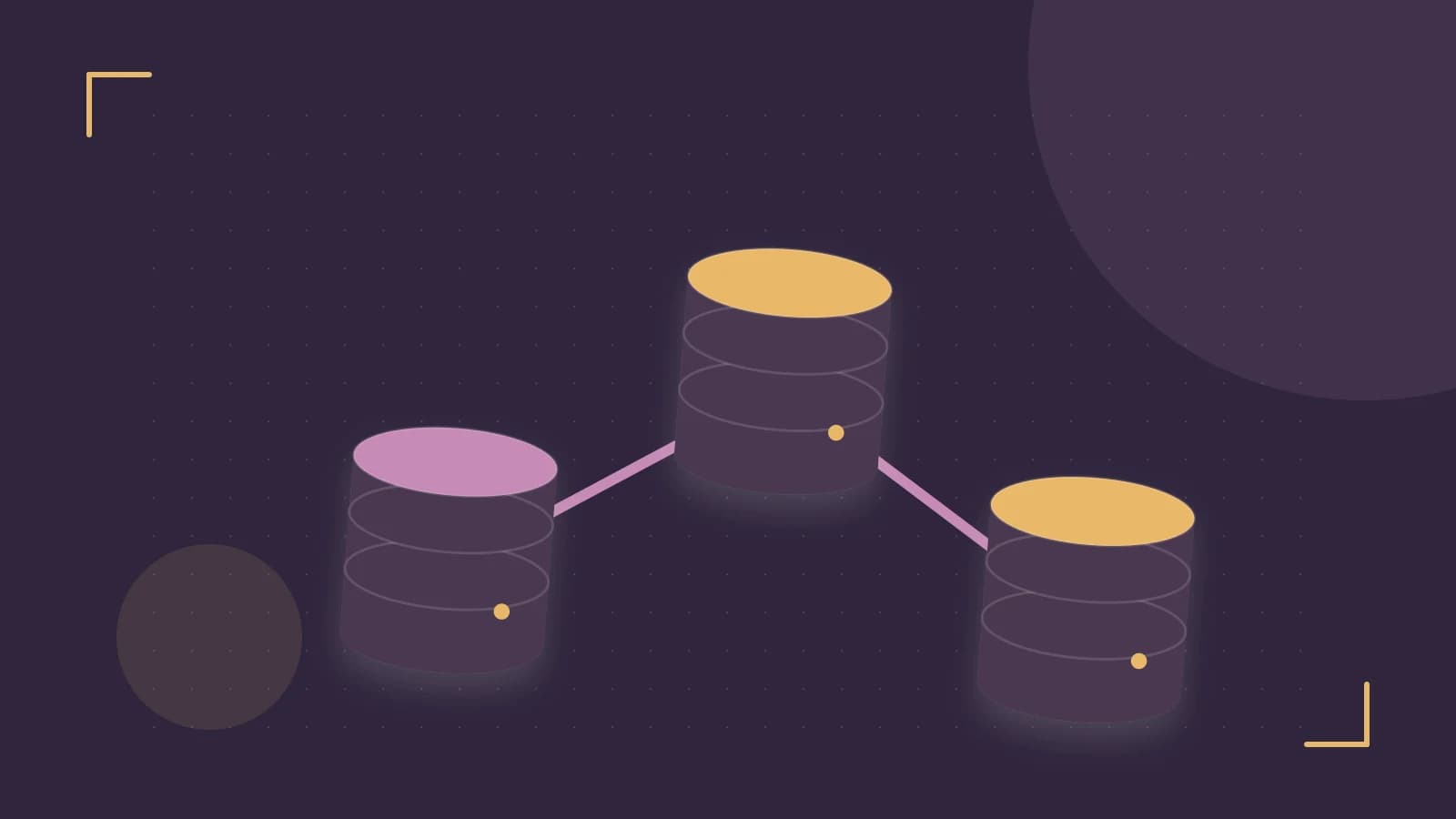 Editorial illustration of structured records, database cylinders and relationships between tables
