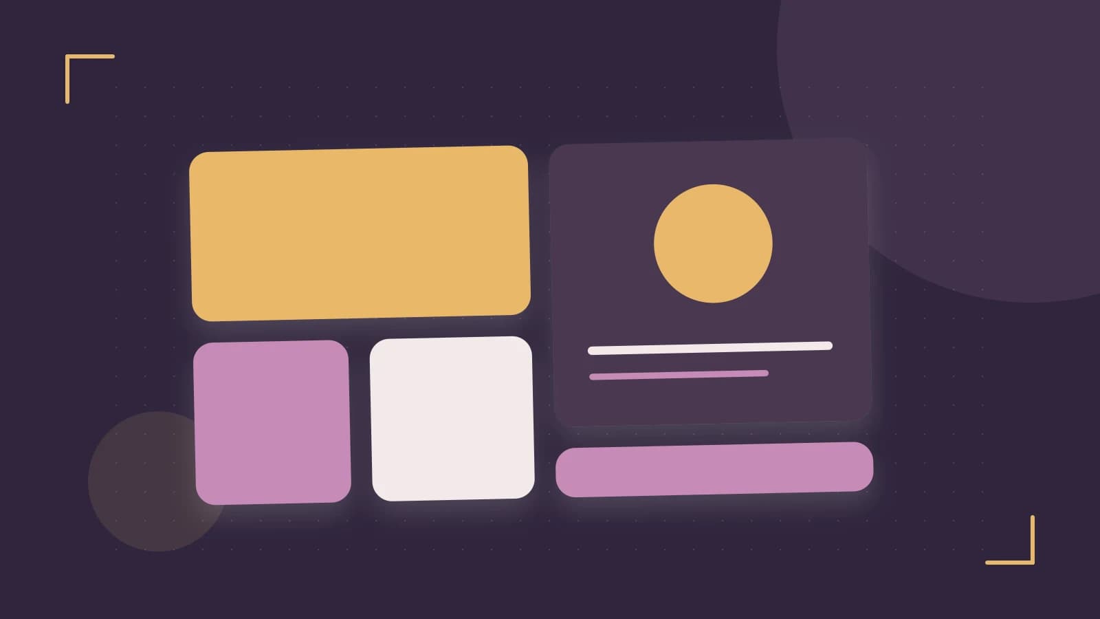 Editorial illustration of responsive browser layouts, overlapping design components and a color system