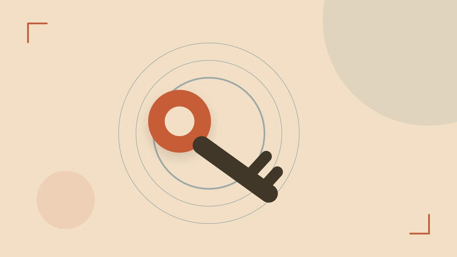 Editorial illustration of a sculpted shield, authentication key and concentric permission boundaries