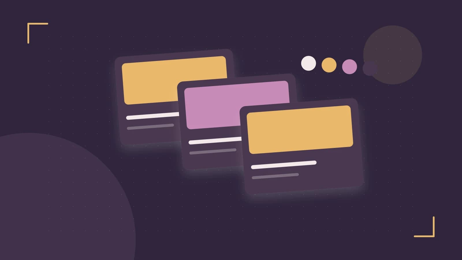 Editorial illustration of responsive browser layouts, overlapping design components and a color system