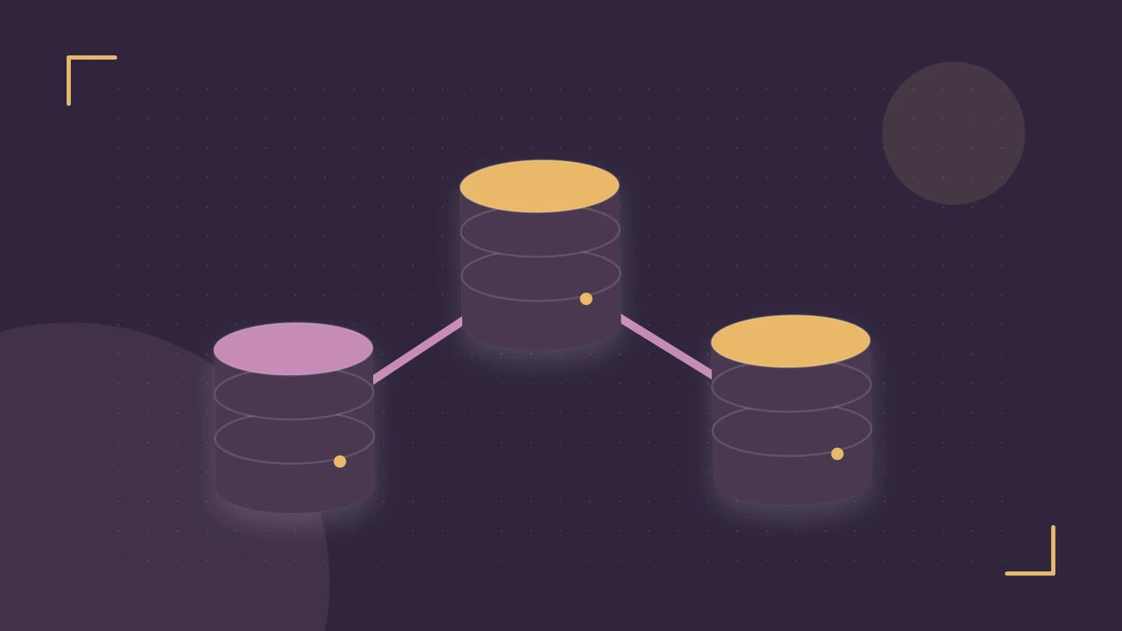 Editorial illustration of structured records, database cylinders and relationships between tables