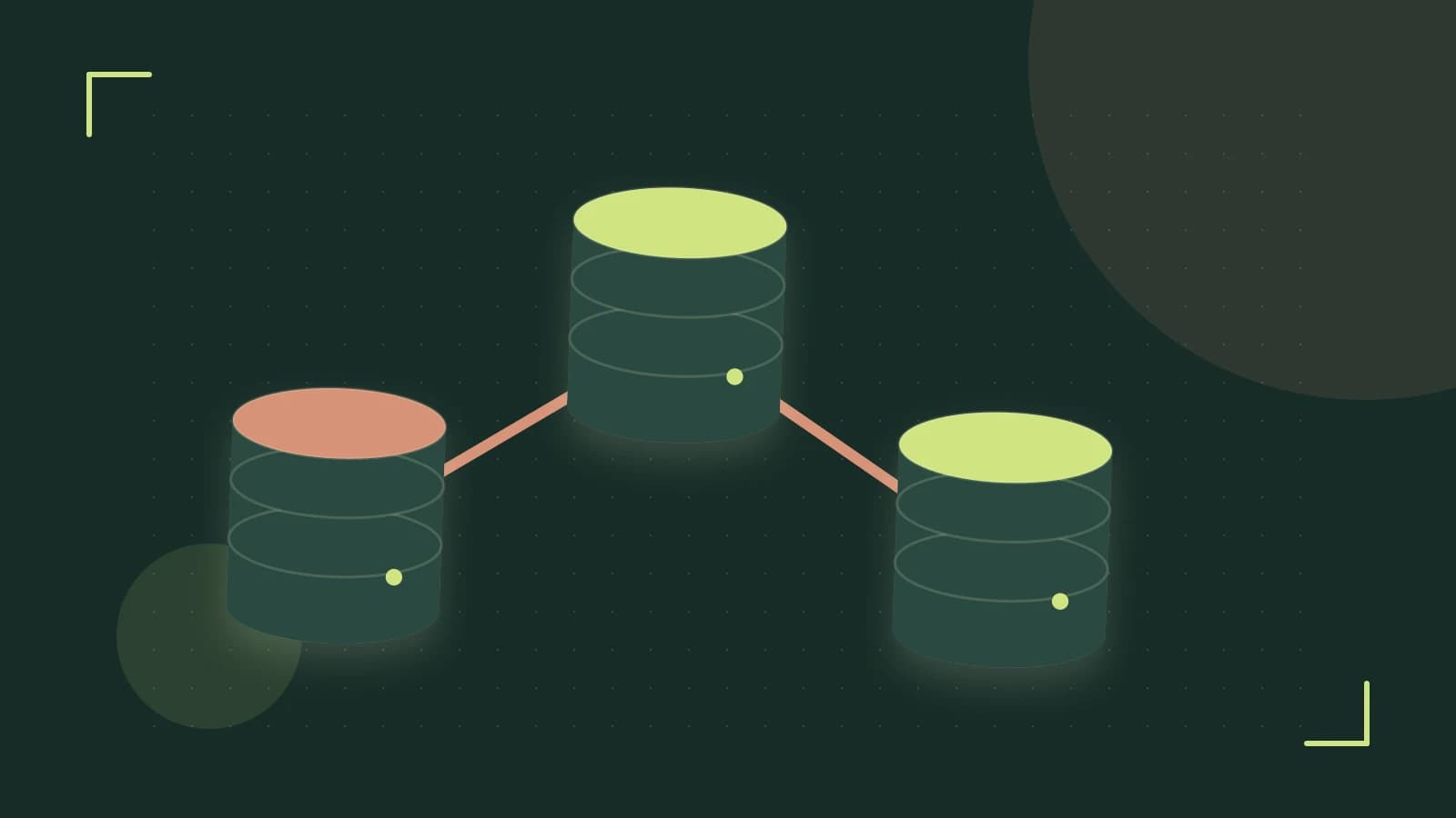 Editorial illustration of structured records, database cylinders and relationships between tables