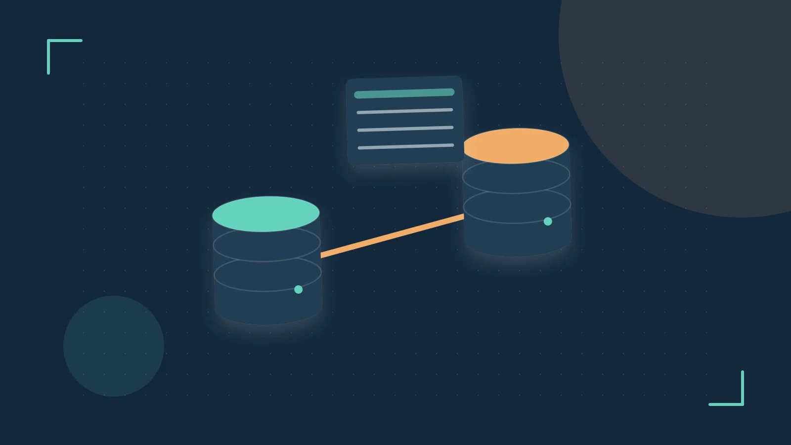 Editorial illustration of structured records, database cylinders and relationships between tables