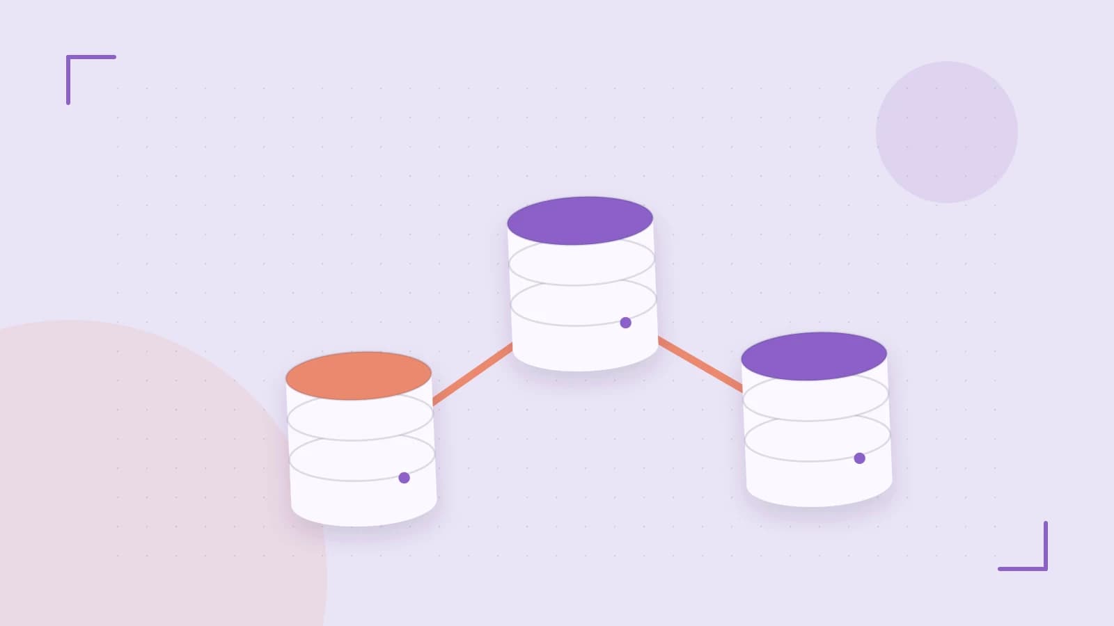 Editorial illustration of structured records, database cylinders and relationships between tables