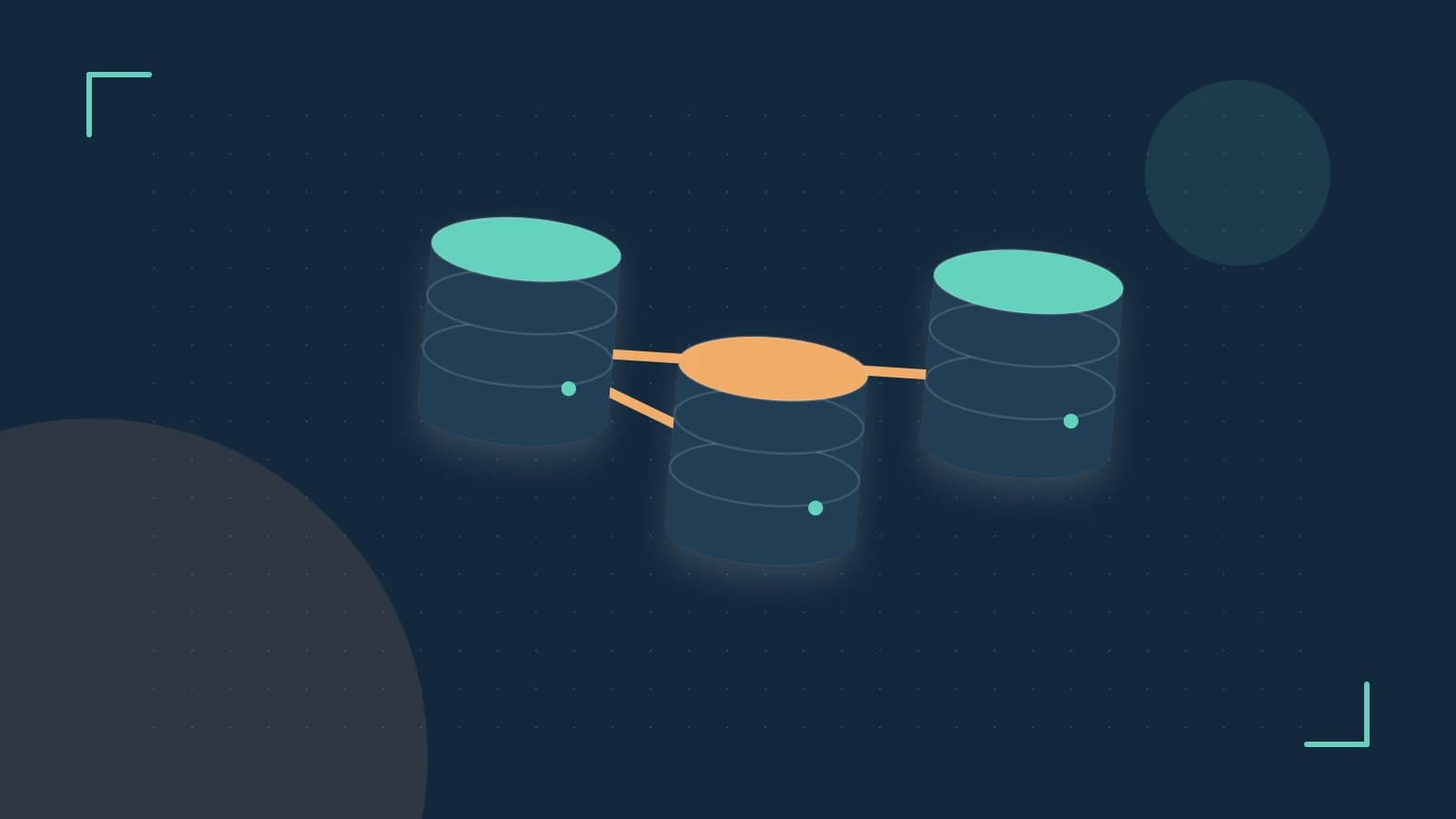 Editorial illustration of structured records, database cylinders and relationships between tables