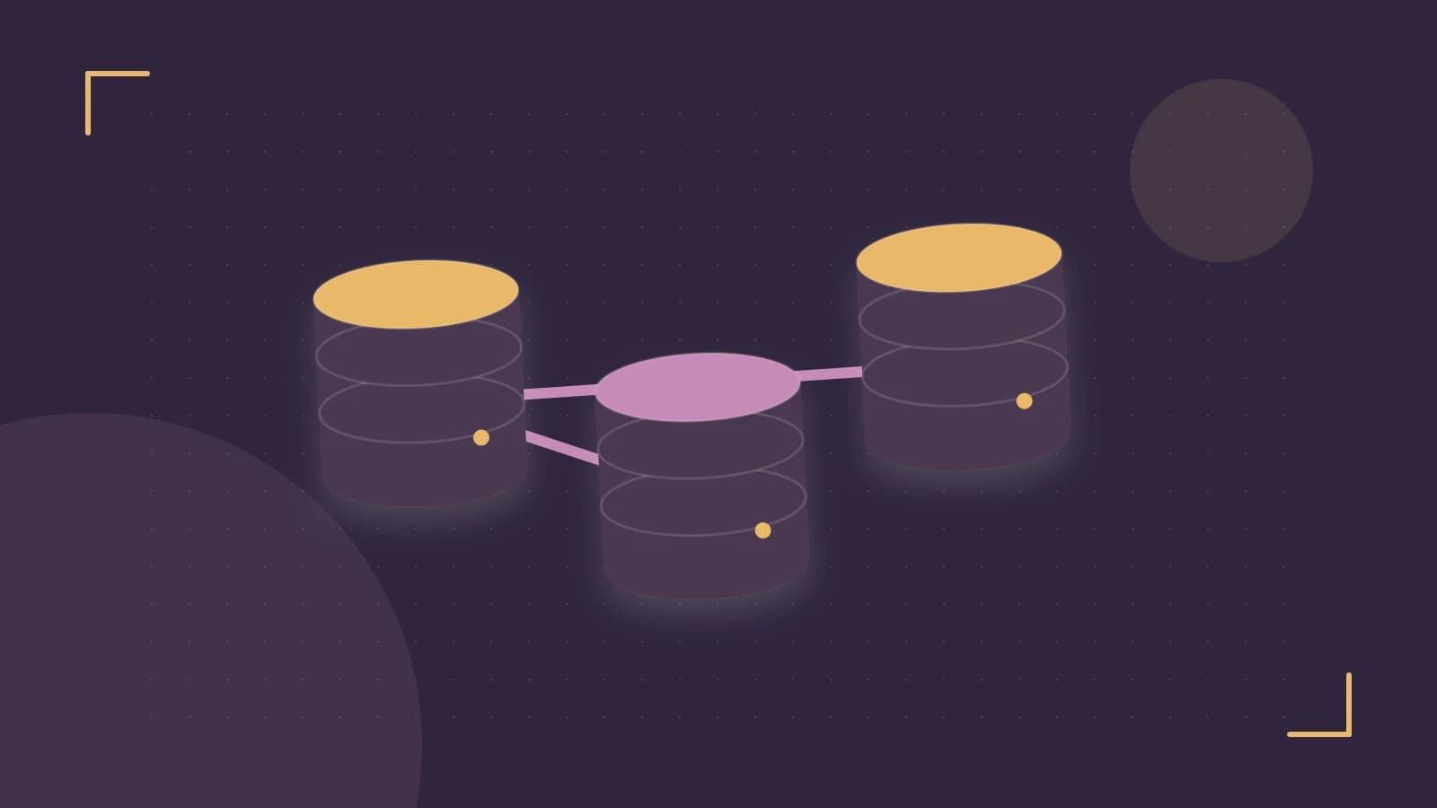 Editorial illustration of structured records, database cylinders and relationships between tables