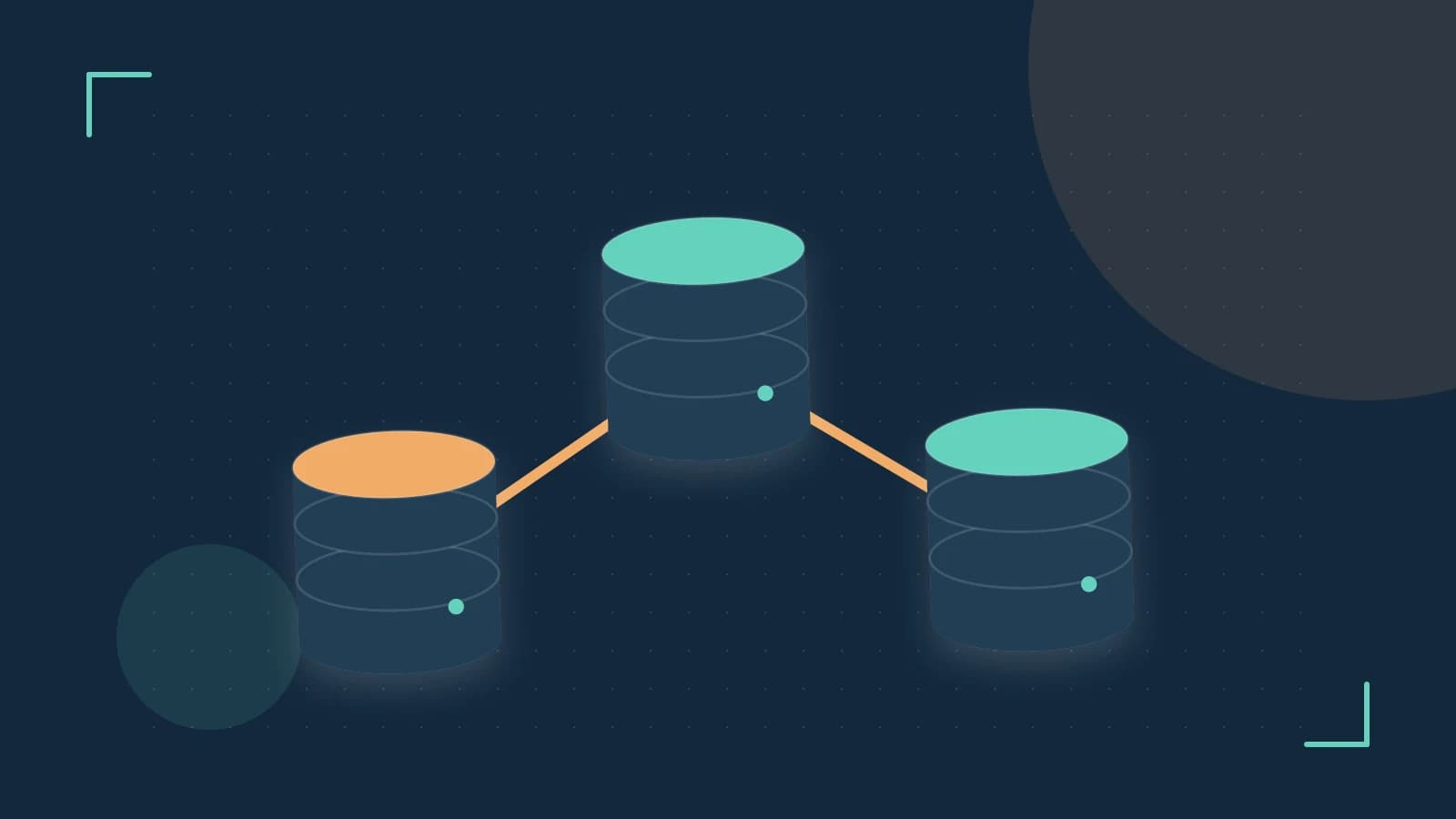 Editorial illustration of structured records, database cylinders and relationships between tables
