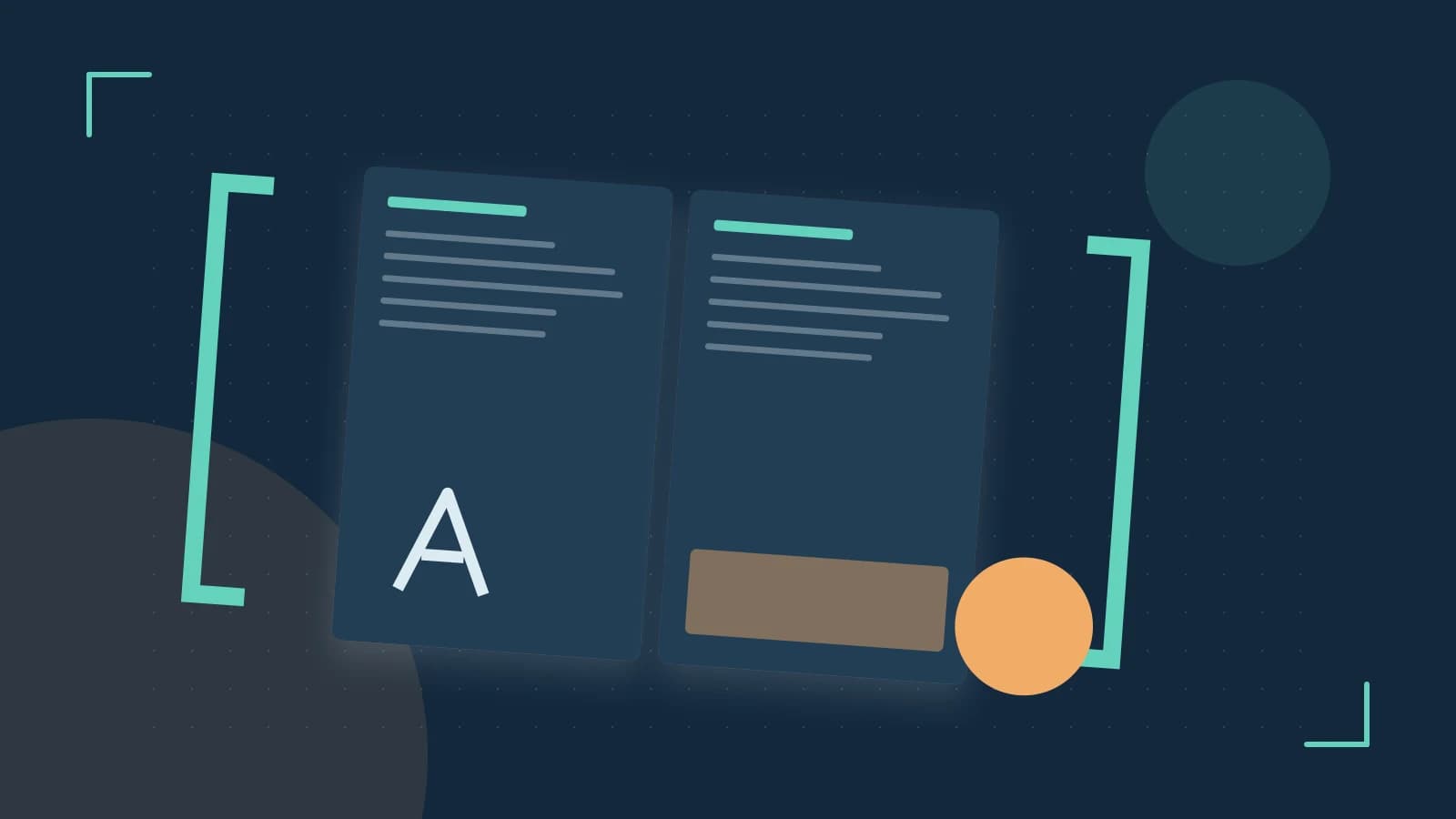 Editorial illustration of typeset pages, expressive letterform shapes and a precise editorial page grid