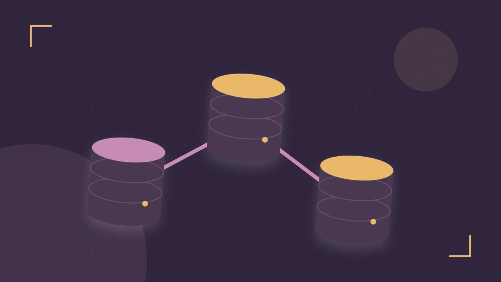 Editorial illustration of structured records, database cylinders and relationships between tables