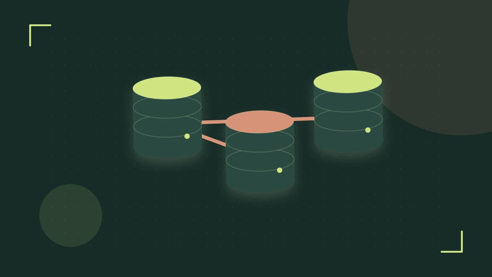 Editorial illustration of structured records, database cylinders and relationships between tables