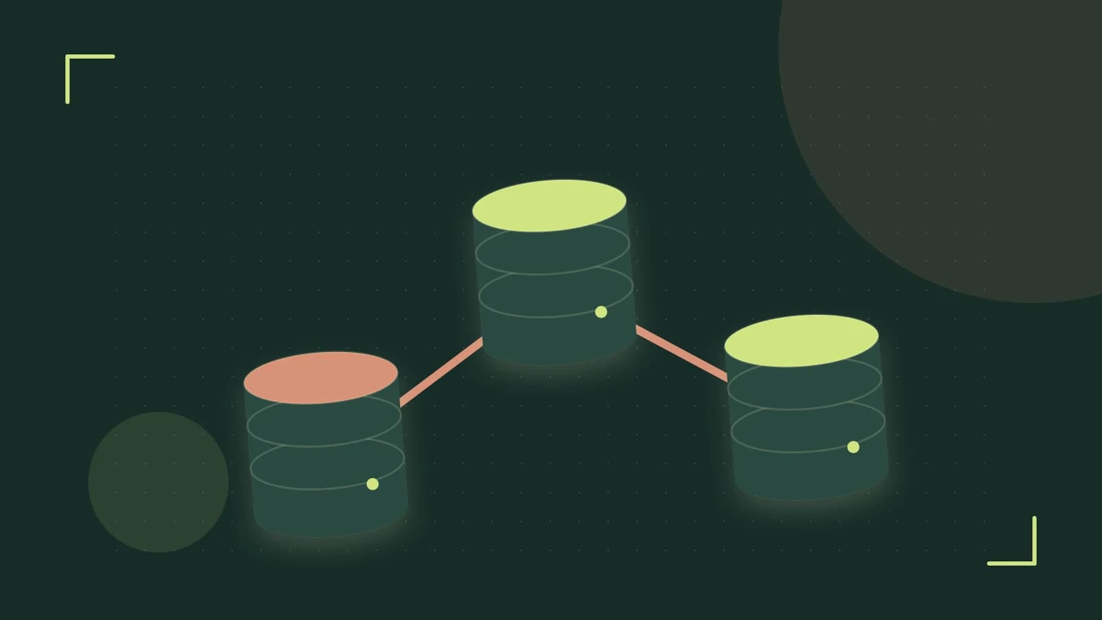Editorial illustration of structured records, database cylinders and relationships between tables
