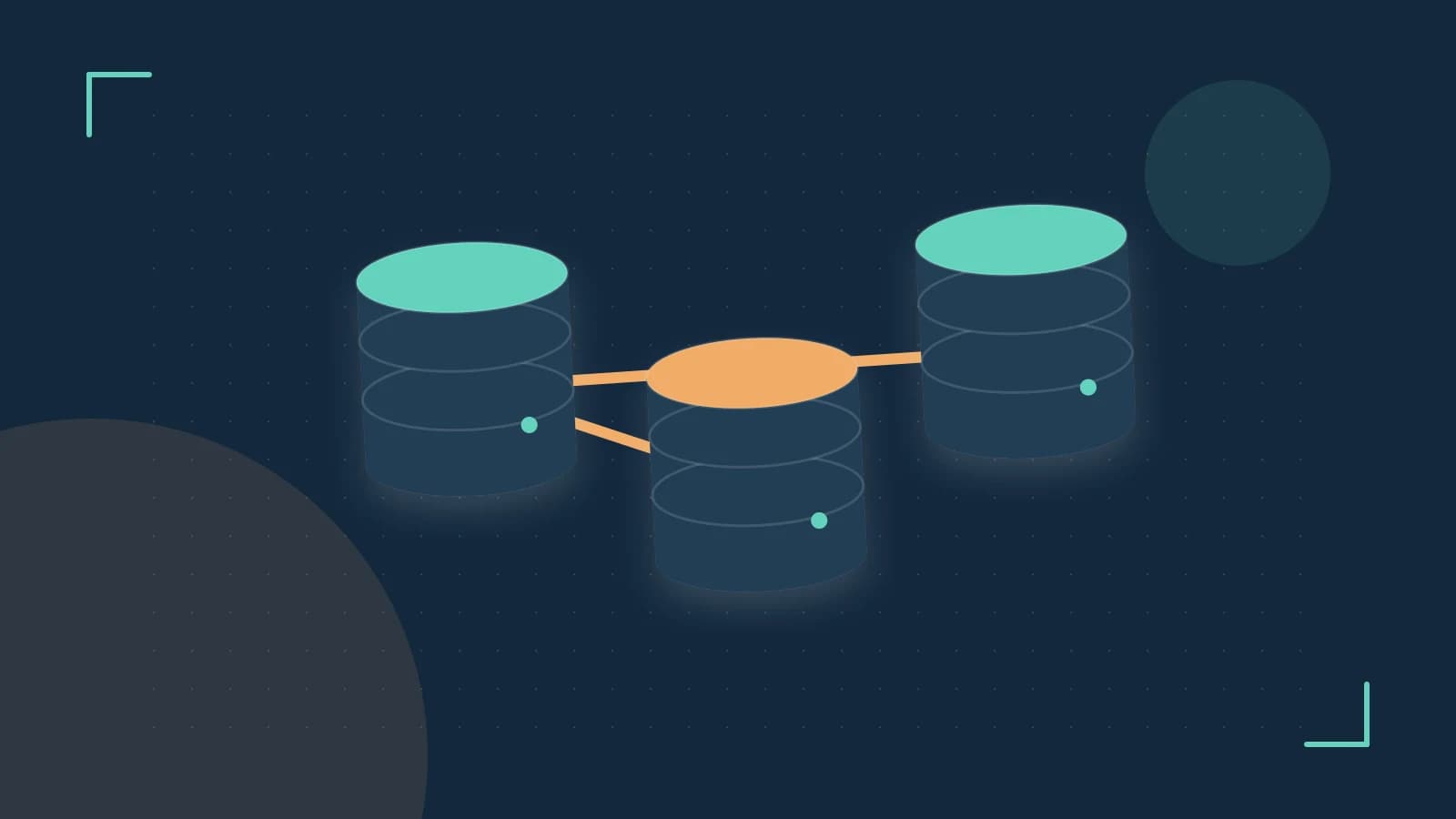 Editorial illustration of structured records, database cylinders and relationships between tables
