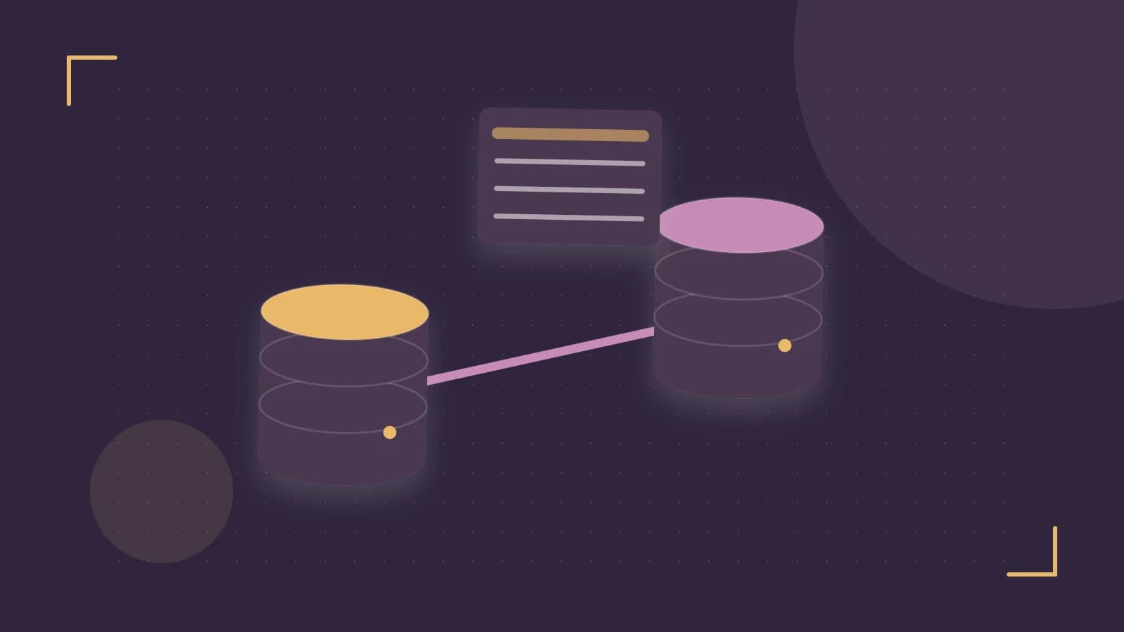Editorial illustration of structured records, database cylinders and relationships between tables