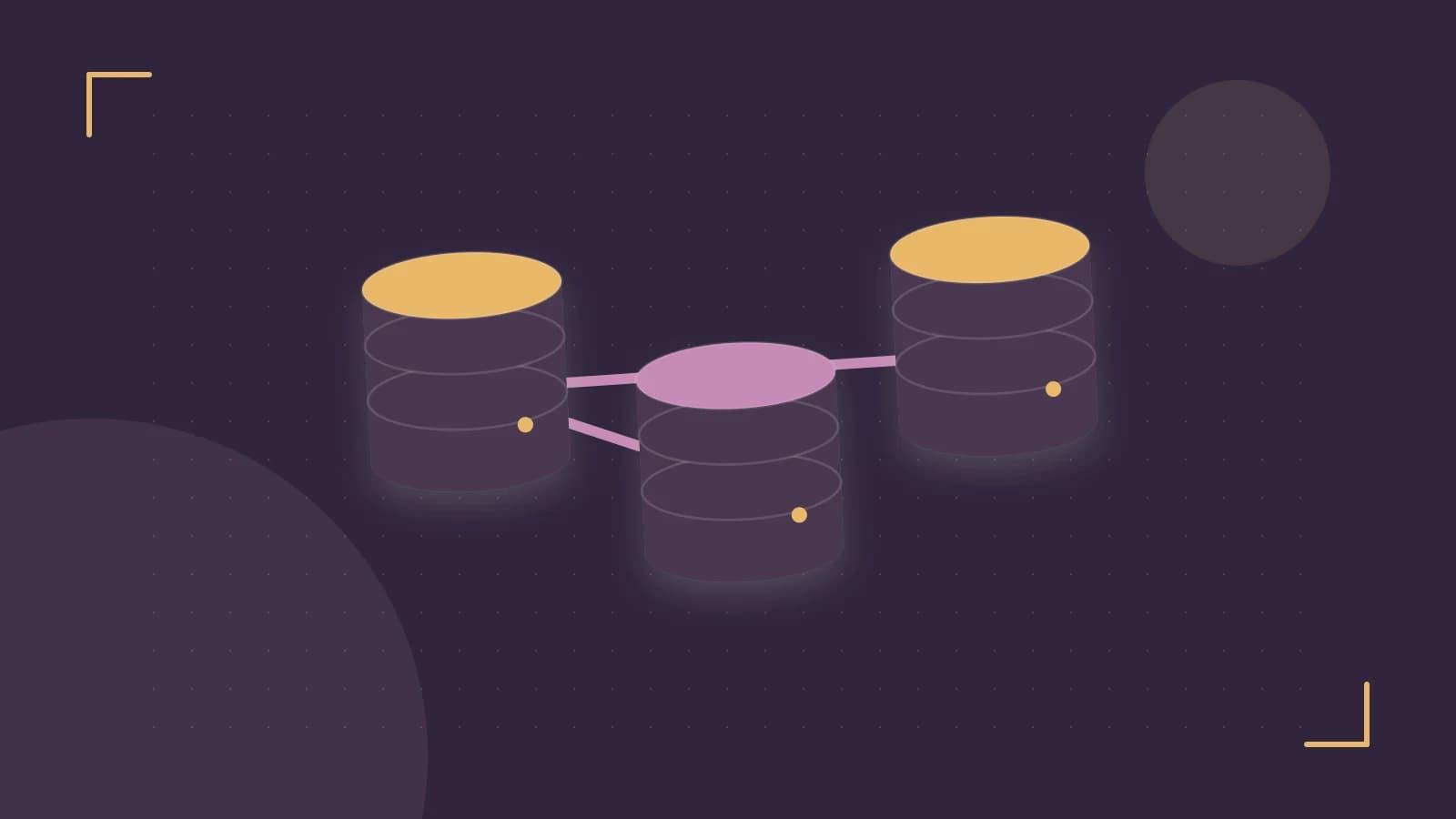 Editorial illustration of structured records, database cylinders and relationships between tables