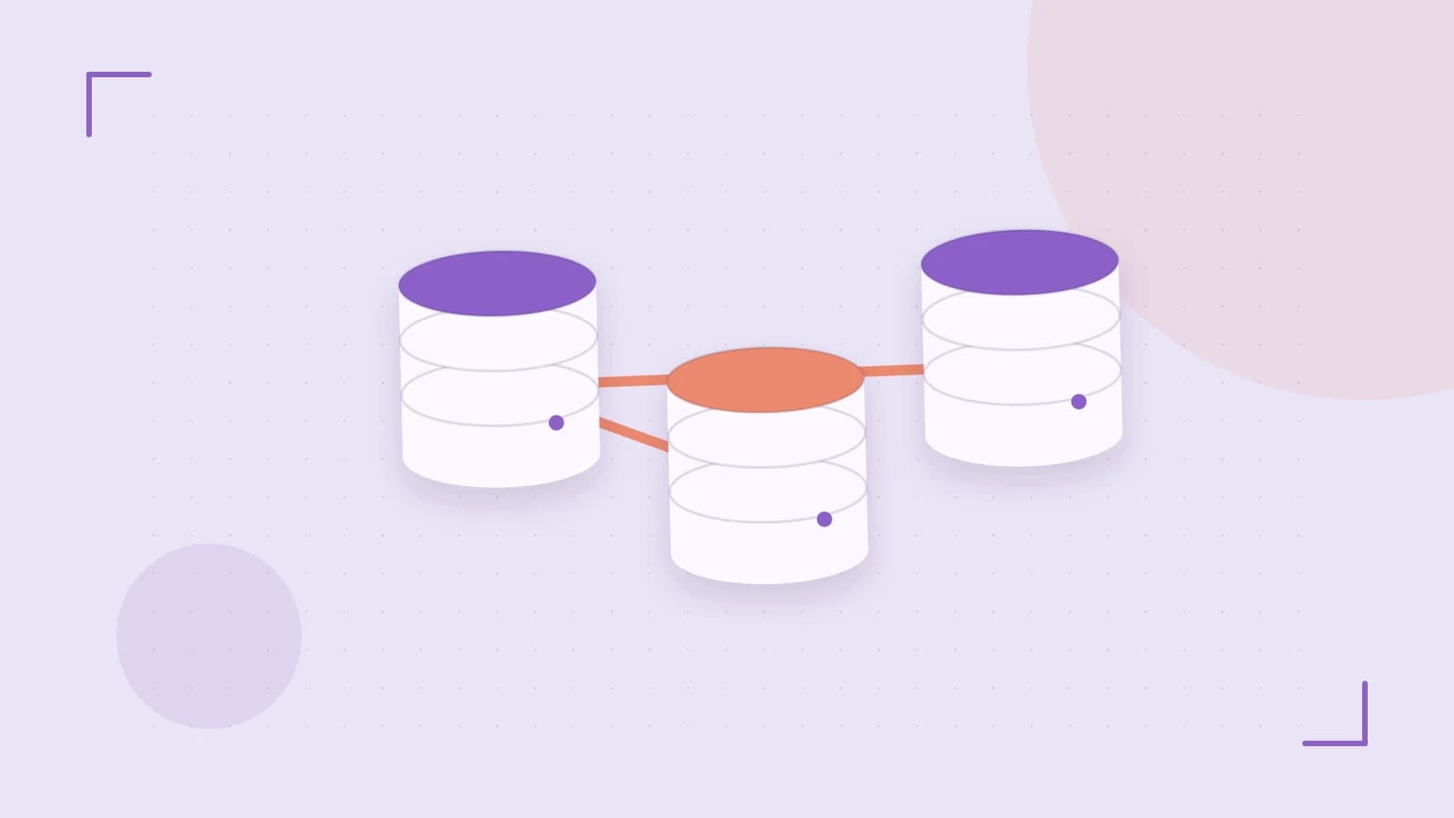 Editorial illustration of structured records, database cylinders and relationships between tables