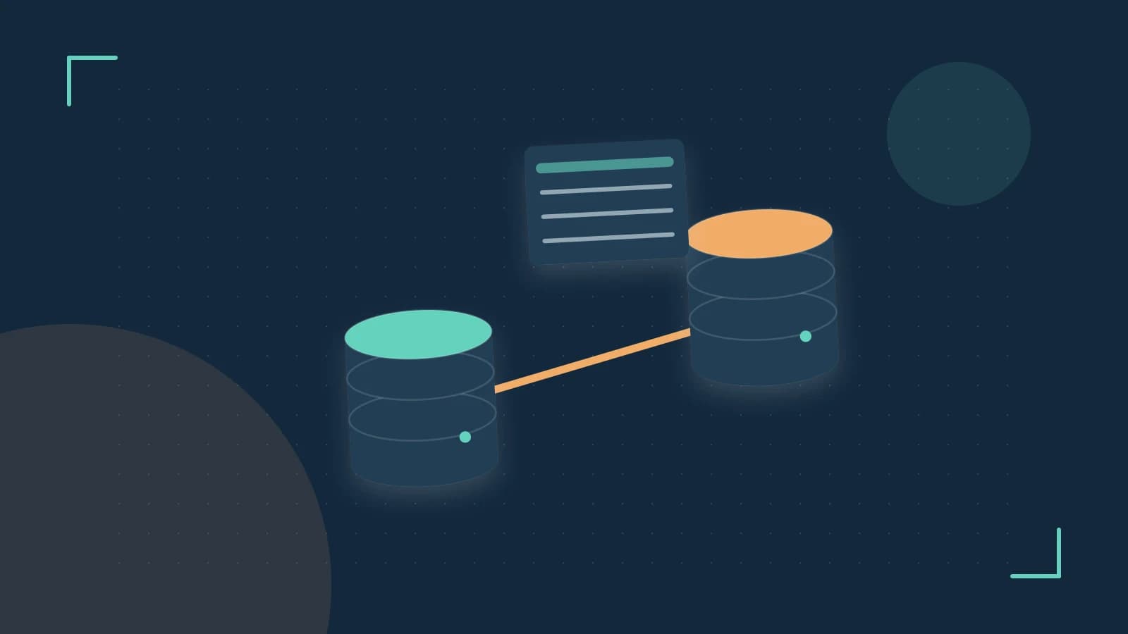Editorial illustration of structured records, database cylinders and relationships between tables
