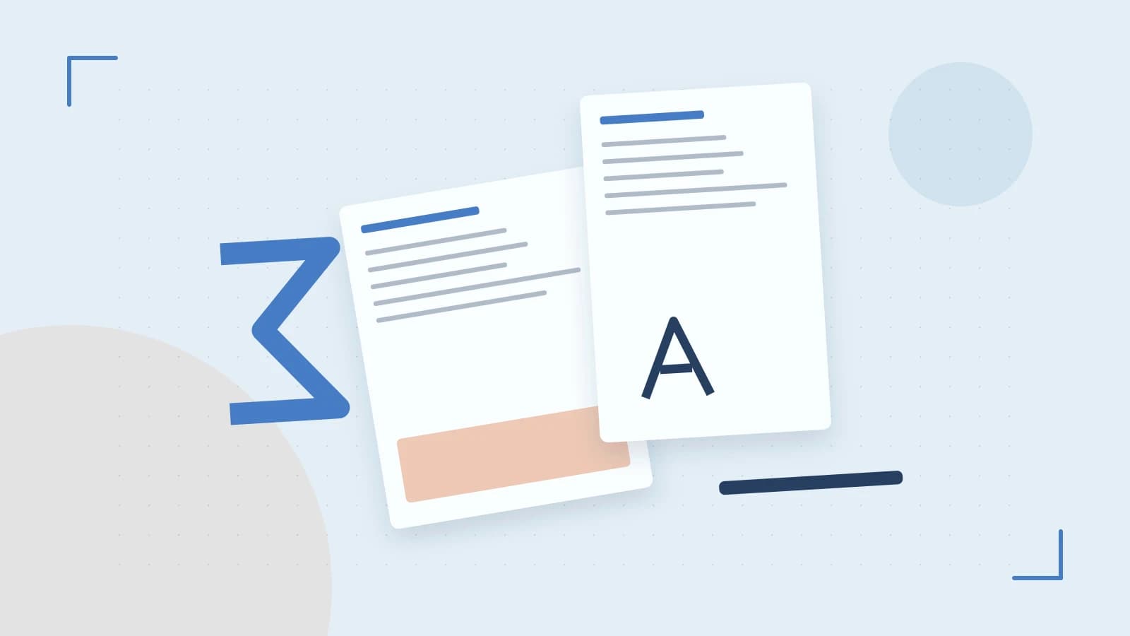 Editorial illustration of typeset pages, expressive letterform shapes and a precise editorial page grid