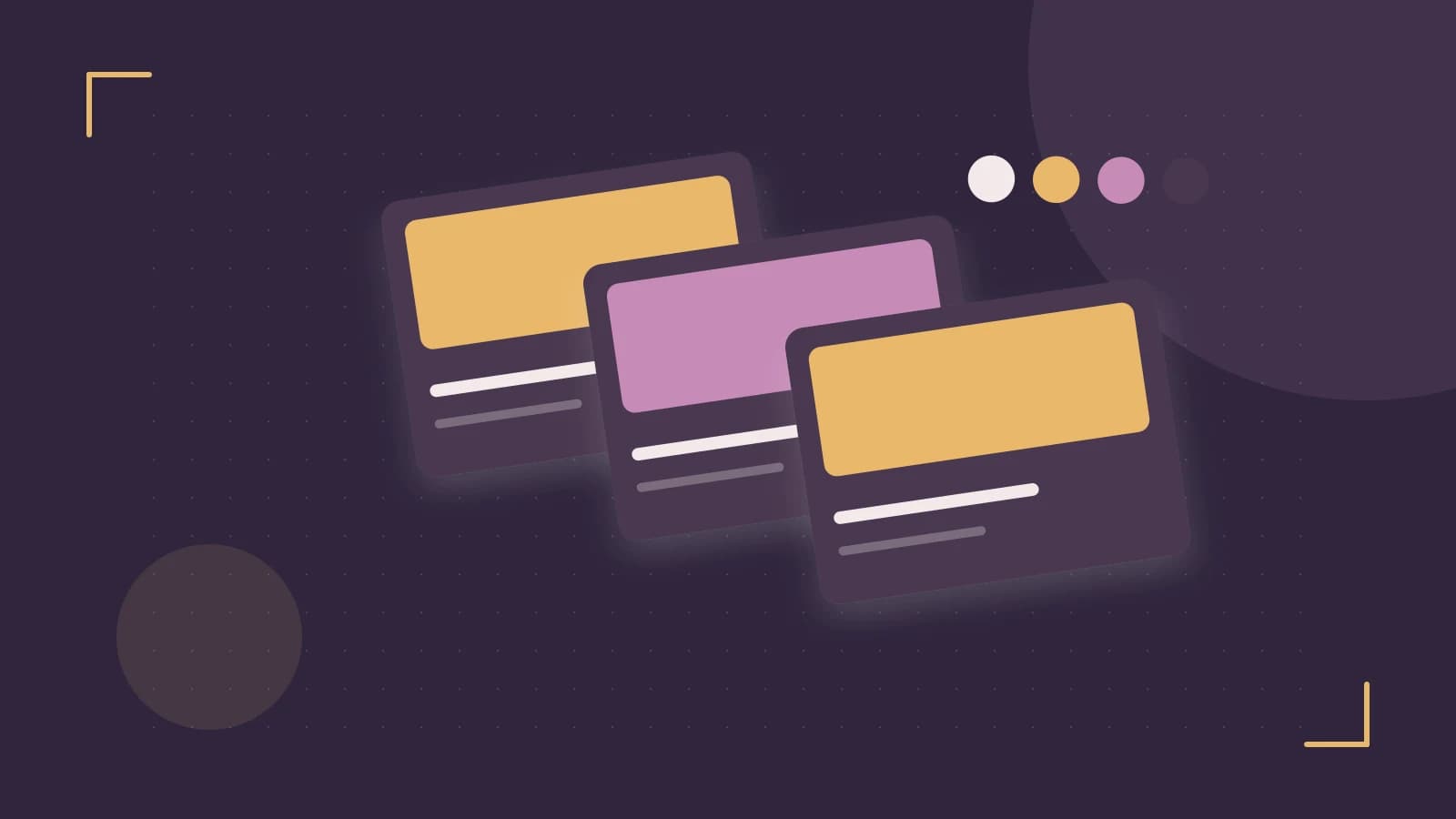 Editorial illustration of responsive browser layouts, overlapping design components and a color system