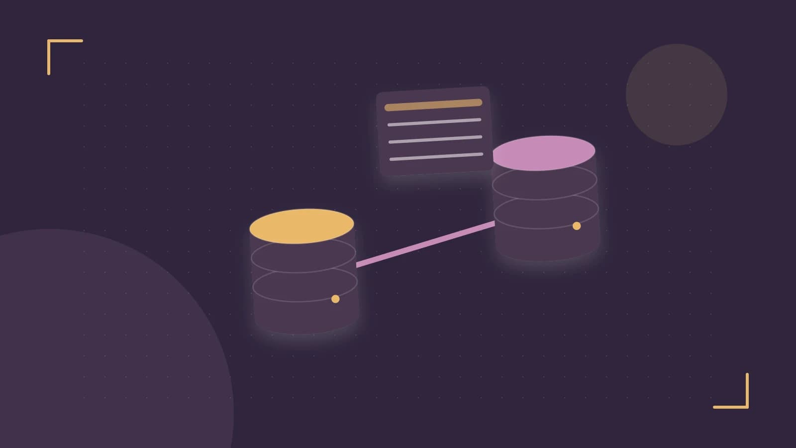Editorial illustration of structured records, database cylinders and relationships between tables