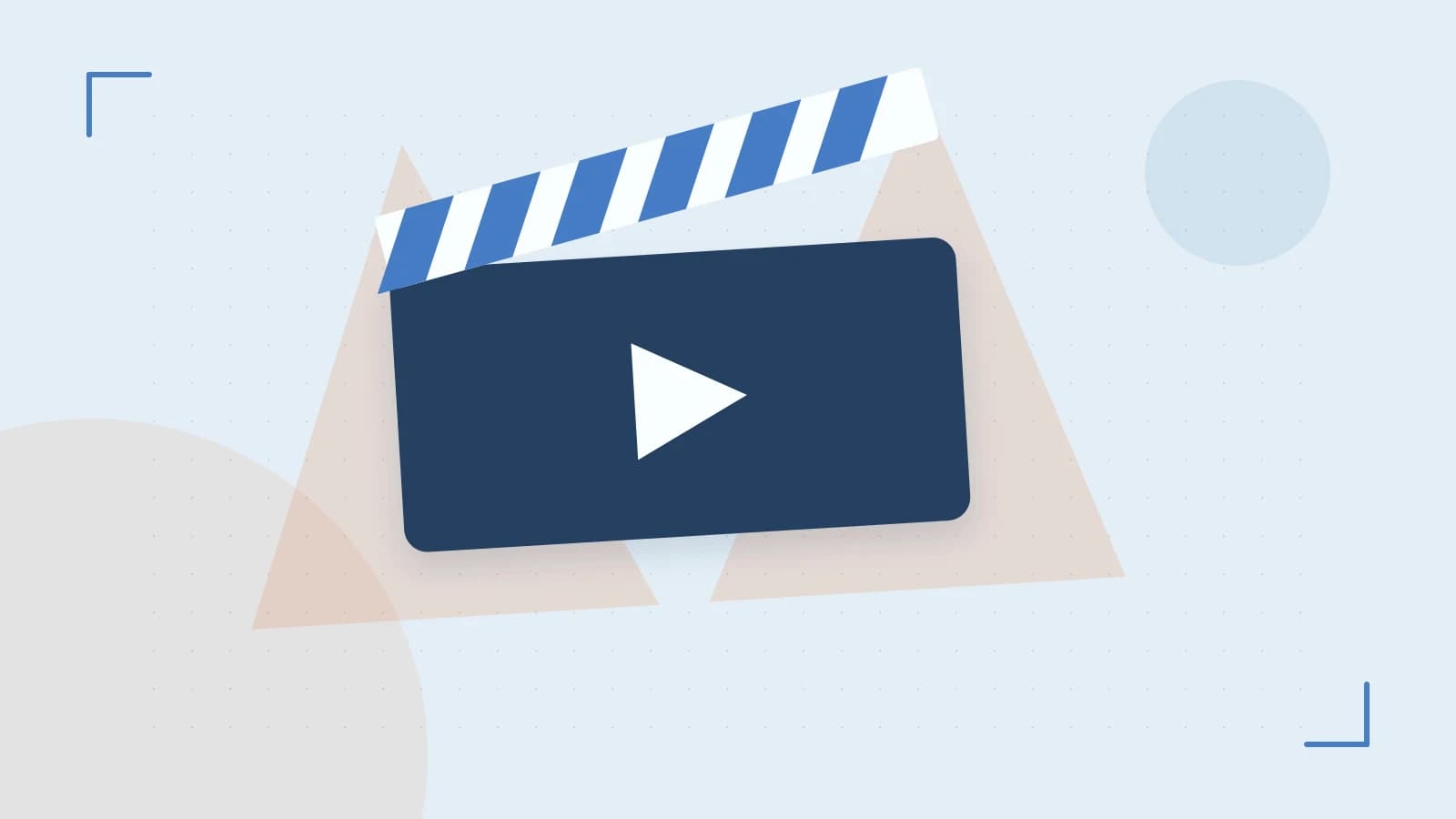 Editorial illustration of a film clapperboard, a spotlight and layered cultural artwork