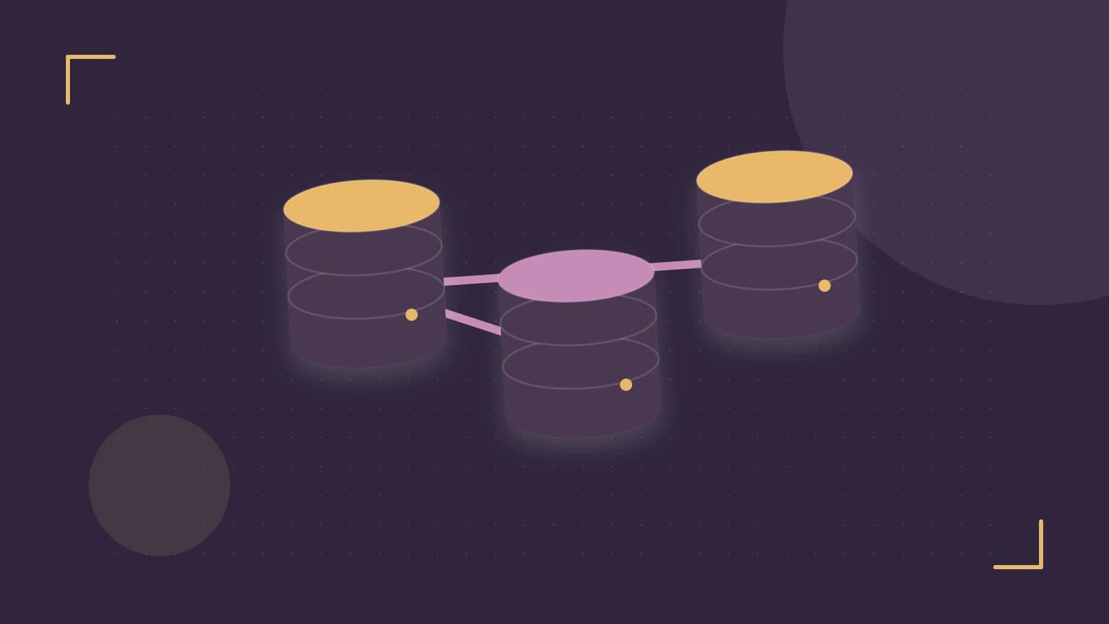 Editorial illustration of structured records, database cylinders and relationships between tables