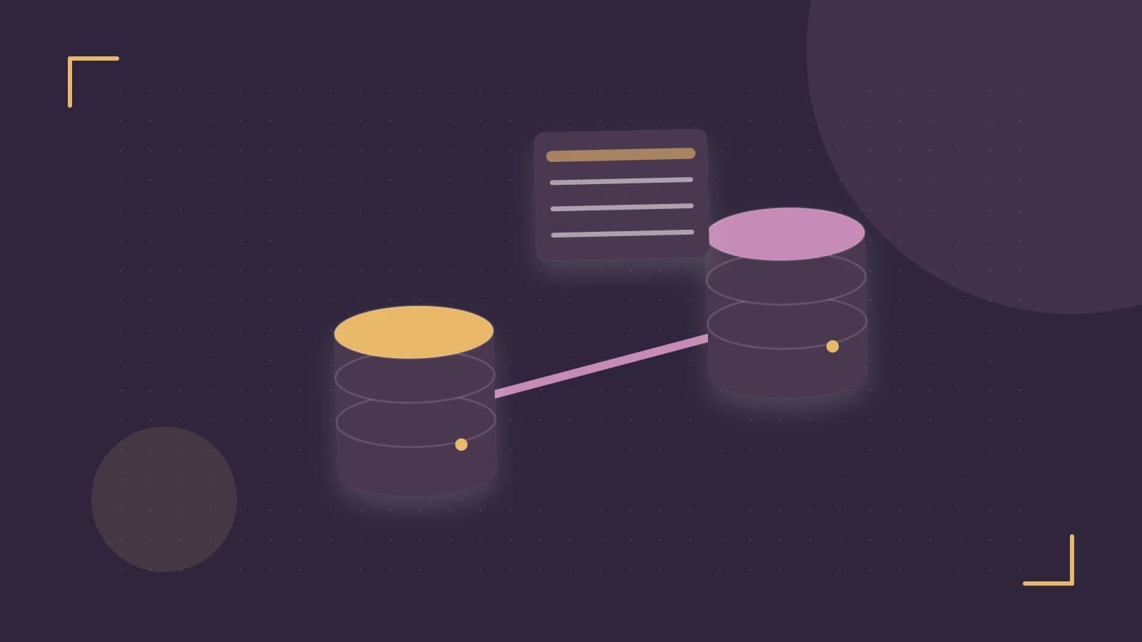 Editorial illustration of structured records, database cylinders and relationships between tables