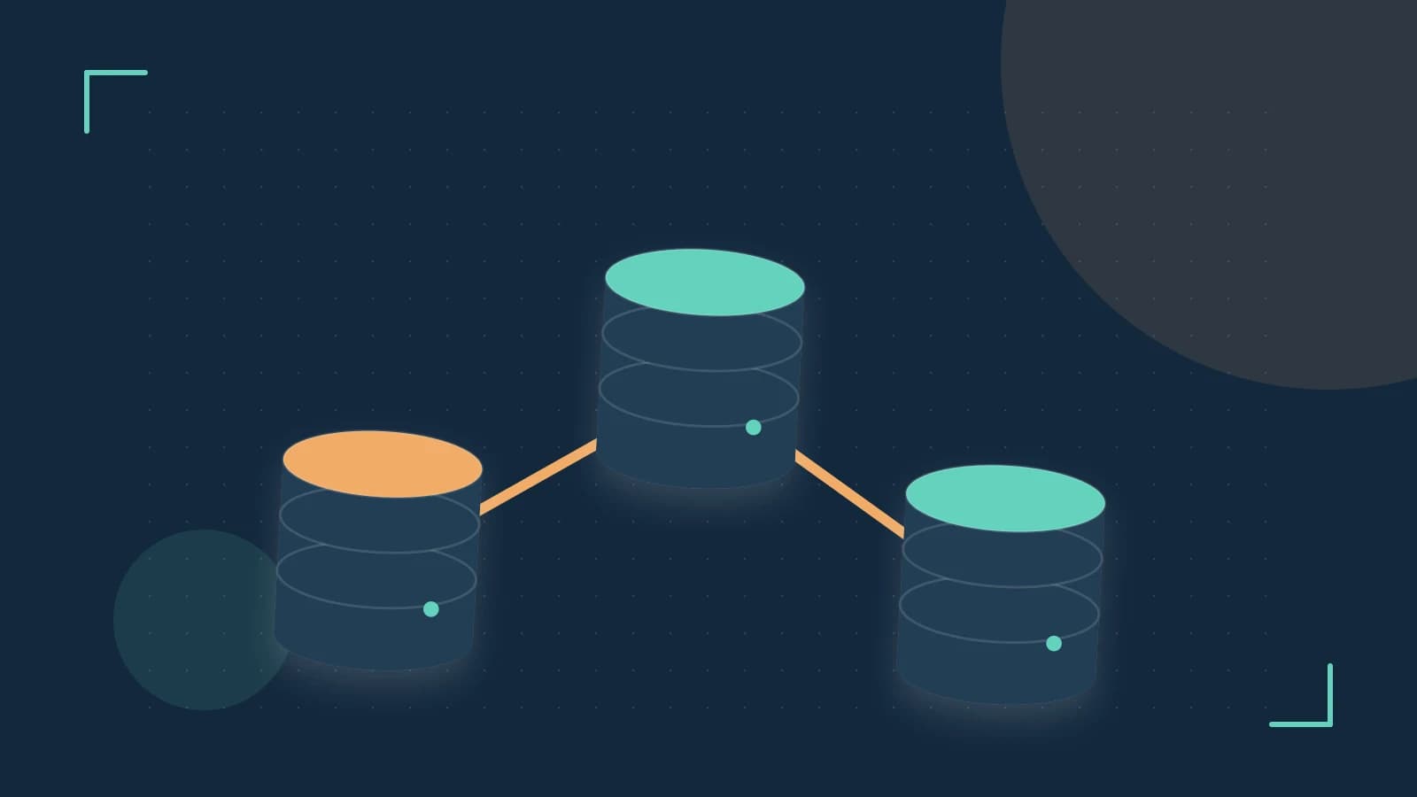 Editorial illustration of structured records, database cylinders and relationships between tables