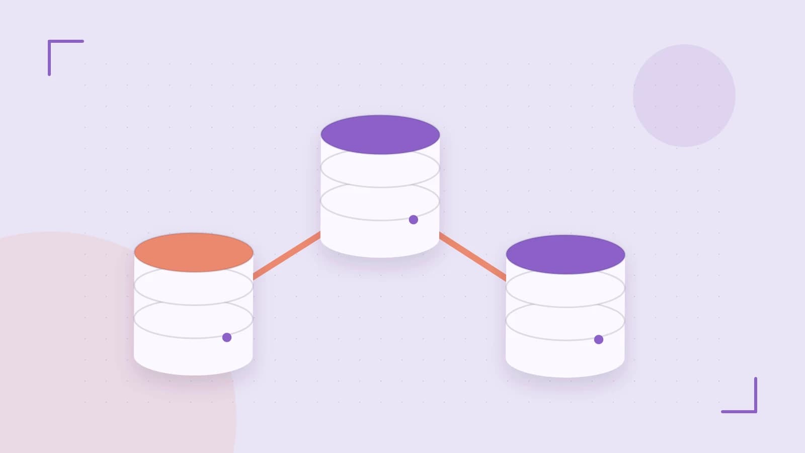 Editorial illustration of structured records, database cylinders and relationships between tables