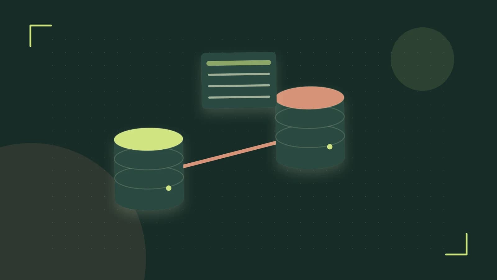 Editorial illustration of structured records, database cylinders and relationships between tables