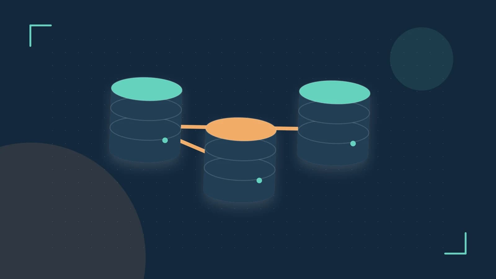 Editorial illustration of structured records, database cylinders and relationships between tables