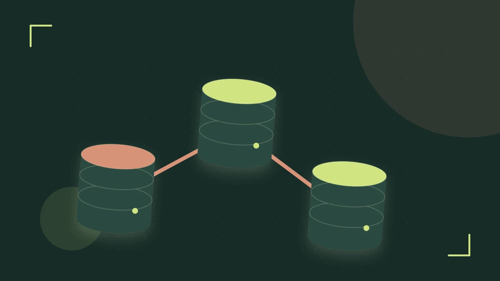 Editorial illustration of structured records, database cylinders and relationships between tables