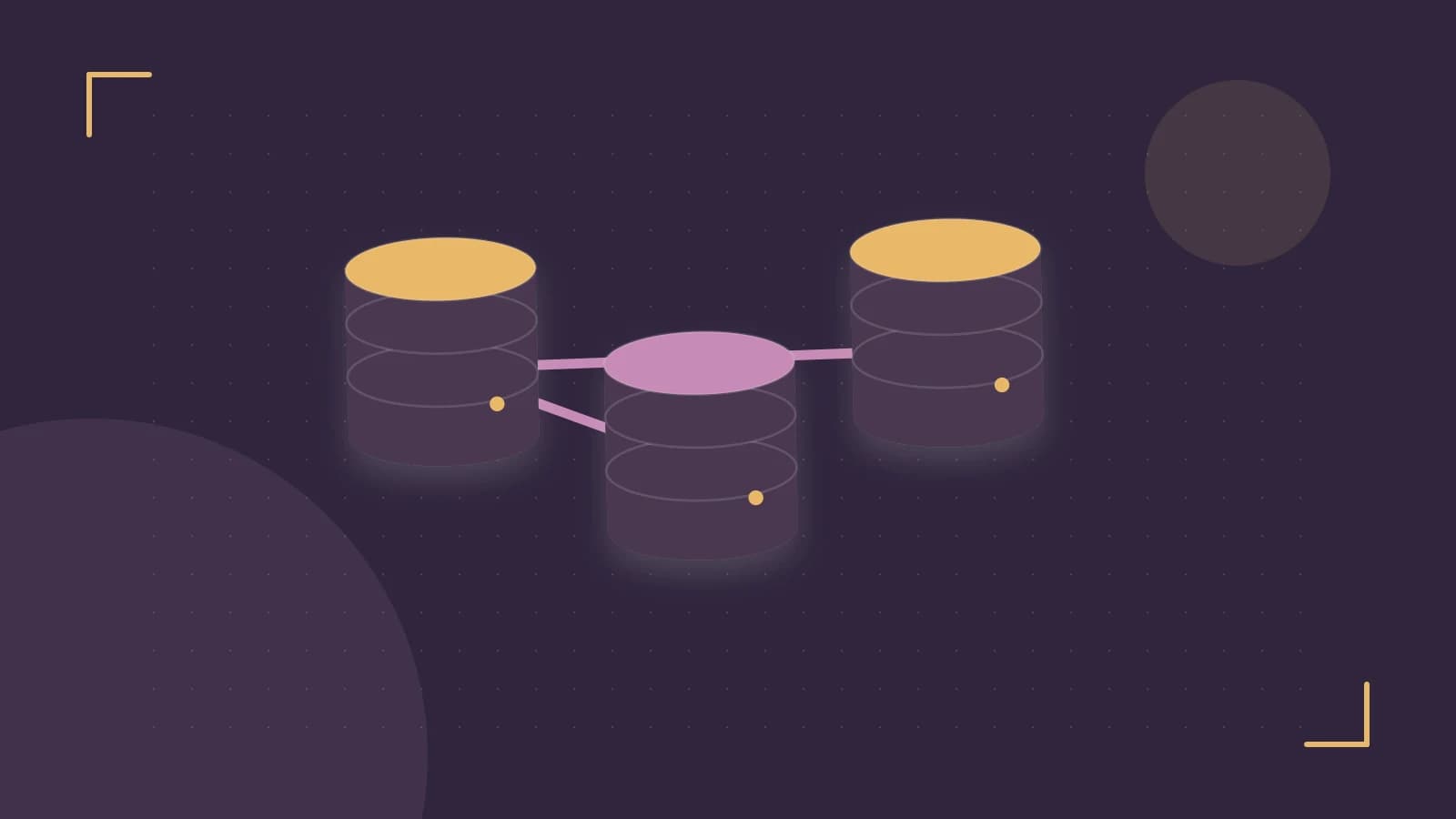 Editorial illustration of structured records, database cylinders and relationships between tables