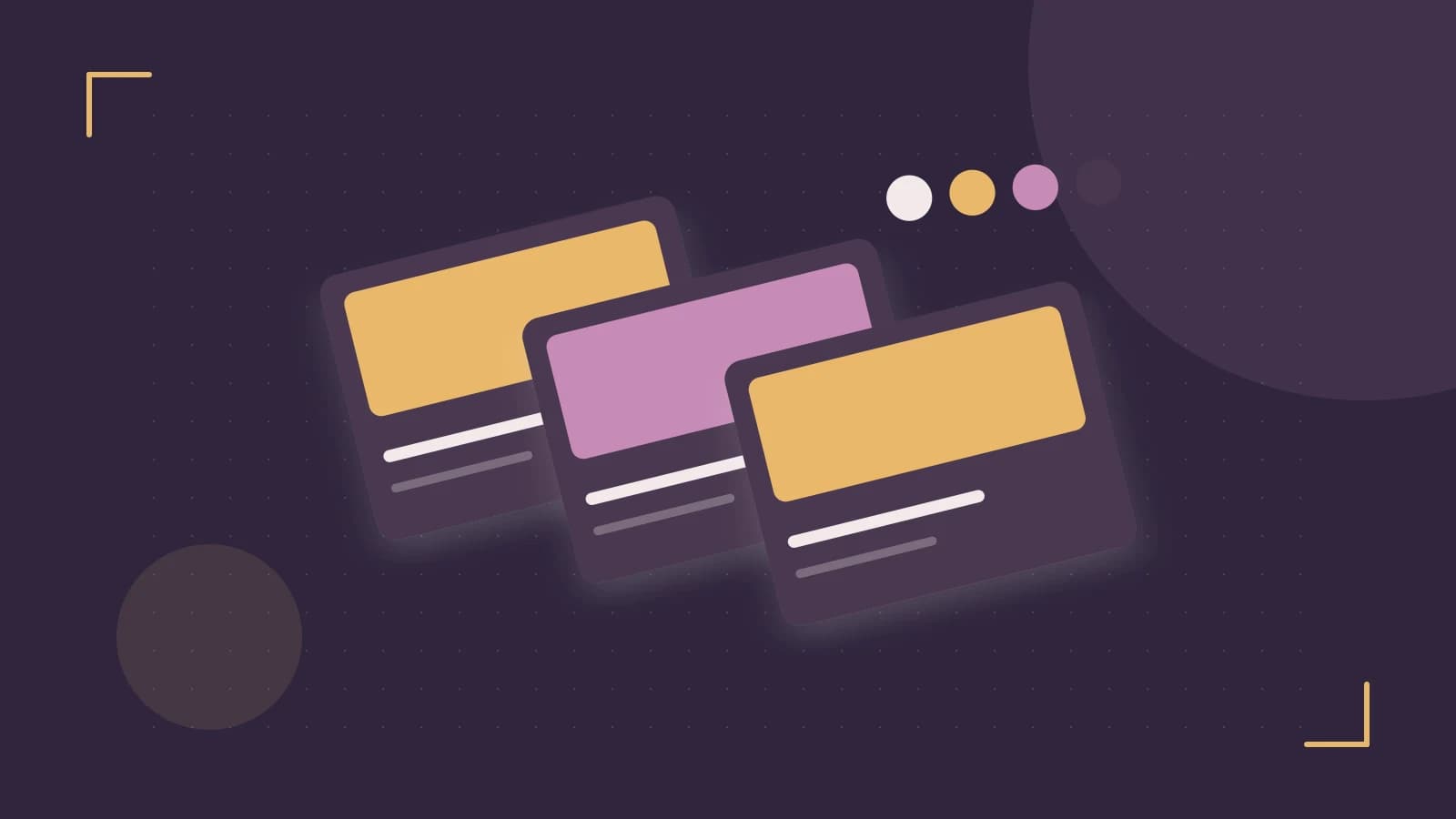 Editorial illustration of responsive browser layouts, overlapping design components and a color system