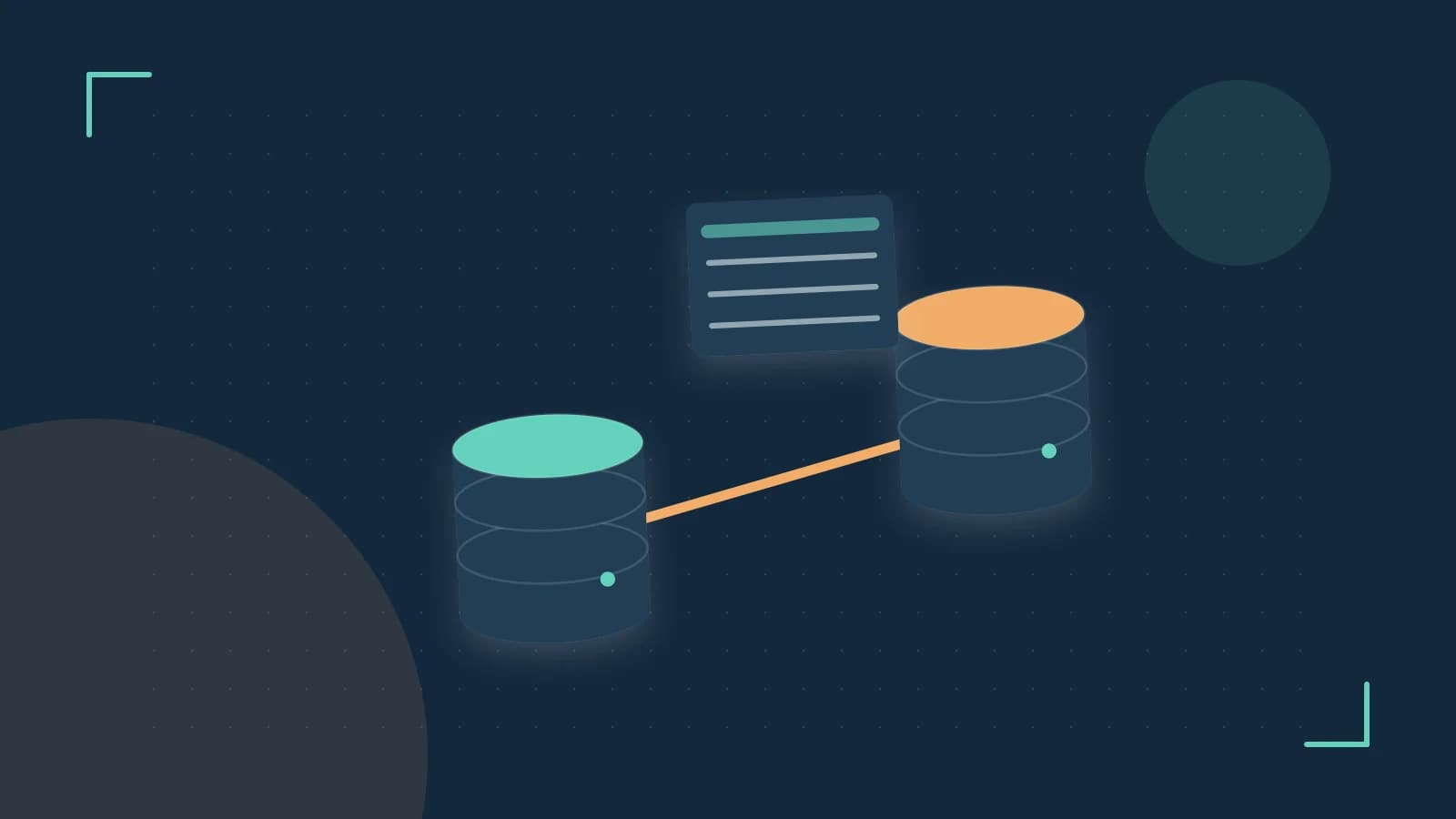 Editorial illustration of structured records, database cylinders and relationships between tables