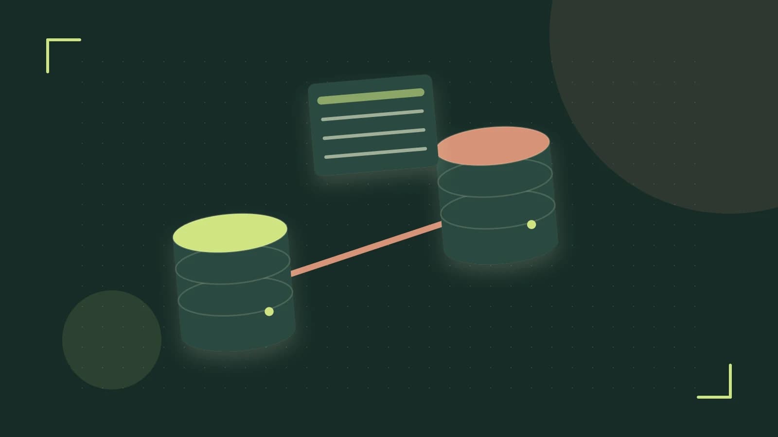 Editorial illustration of structured records, database cylinders and relationships between tables