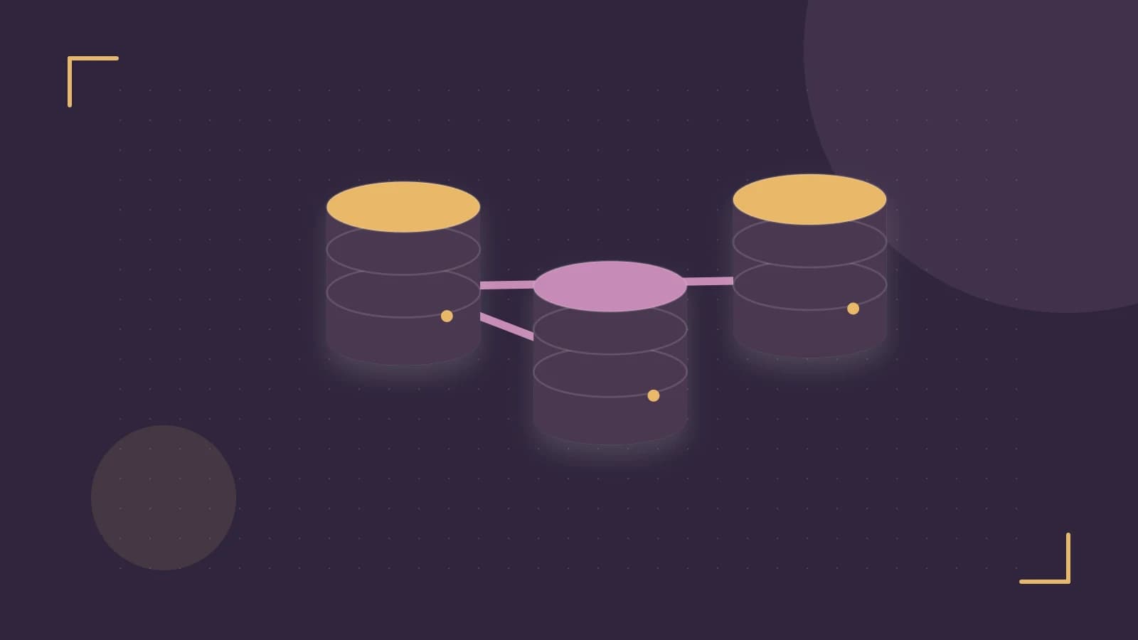 Editorial illustration of structured records, database cylinders and relationships between tables